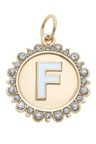 Canvas Style Charmed Rhinestone Letter Disc Charm