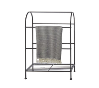 Distressed Black Curved Blanket Stand
