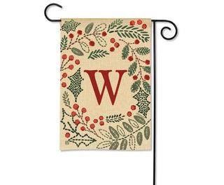 Holly Berries Monogram Garden Flag