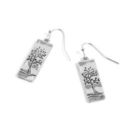 Whispers Silver Rectangle Tree Earrings WN004568