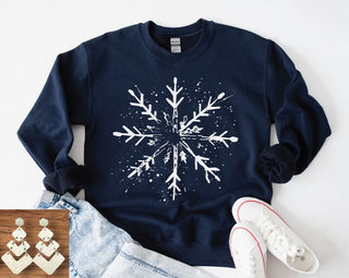 Southern Attitude Designs Grunge Snowflake Crewneck