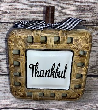Resin Woven Basket Look Pumpkin