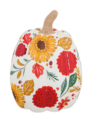 Autumn Blooms Ceramic Pumpkin