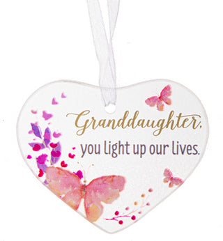 Glass Heart Ornament Granddaughter