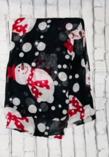 Holiday Scarf Black / Red Snowman