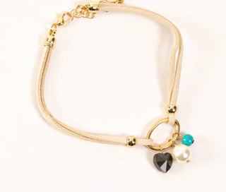 Elsie & Zoey Ivory Cord Anklet With Charms