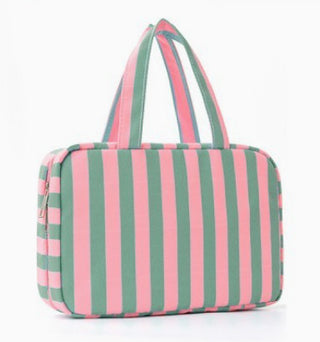 Josslyn Striped Hanging Toiletry & Makeup Bag Pink Green