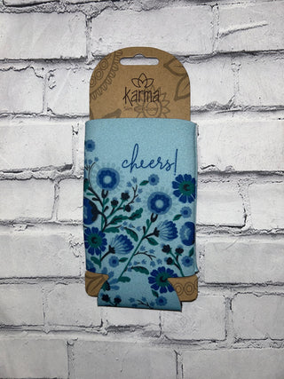 Karma Slim Can Cooler Teal Floral
