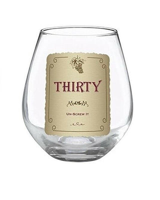 Birthday Milestone Stemless Wine Glass
