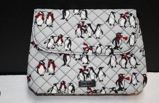 Vera Bradley Brush & Cosmetic Case Playful Penguins Gray