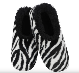 Snoozies Zebra Slippers Black White