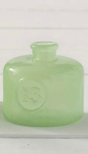 J.C. & Rollie Green Milk Glass Vase