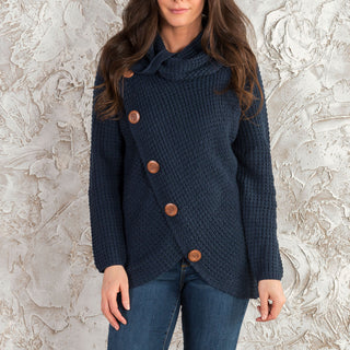 Faux Wrap Turtle Neck Sweater