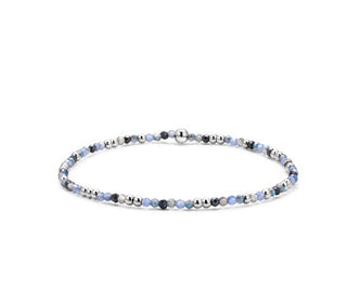 My Fun Colors Crystal Beaded Bracelet Blue Mix Silver