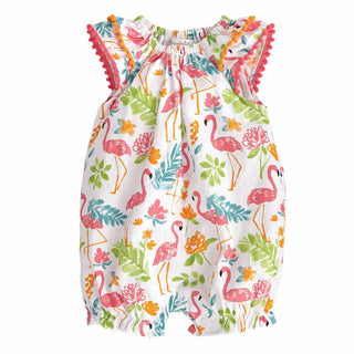 Mudpie Flamingo Floral Bubble Romper