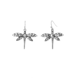 Whispers Antique Silver Dragonfly Dangle Earrings WN004028