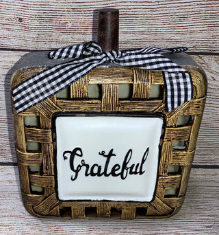 Resin Woven Basket Look Pumpkin