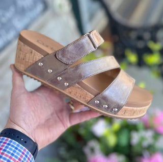 Corkys Voyage Wedge Sandal Bronze