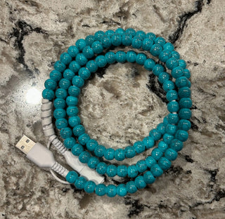 Jillian Ink Turquoise Beaded Phone Charger with Lightning & USB-C
