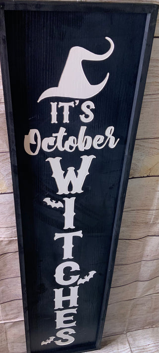 Wood Halloween Engraved Porch Sign