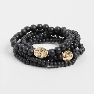 Coco & Carmen Asher Bead Faith Bracelet Stack Black
