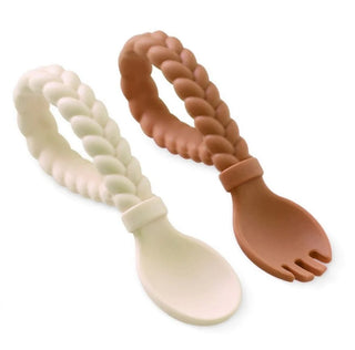 Itzy Ritzy Sweetie Spoon & Fork Set Buttercream & Toffee