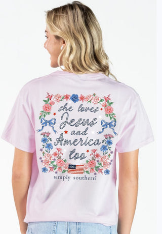 Simply Southern Short Sleeve Tee Jesus Peony