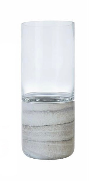 Stoneware Marble & Glass Tea-light Holder