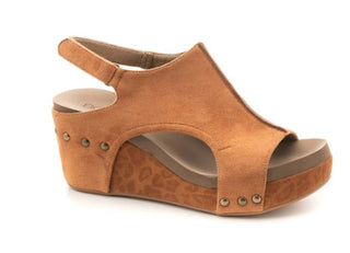 Corkys Carley Cognac/Leopard Suede Wedge