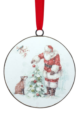 Santa & Animal Disc Ornament