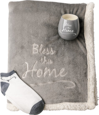 “Home” Royal Plush Sherpa Lined Blanket Gift Set