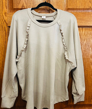 Sew In Love Ruffle Detail Long Sleeve Top Cream