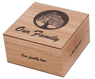 Wood Family Tree Memory Box