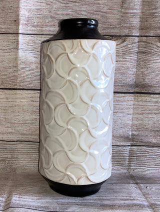 Cream & Chocolate Vase w/Embossment