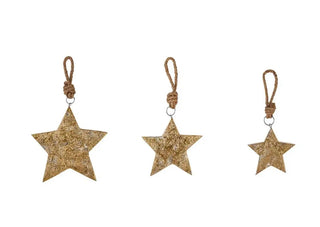 Wooden Ornament Gold Stars