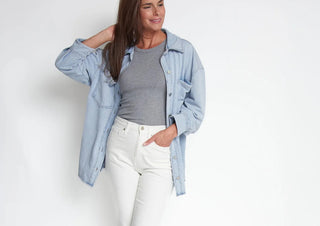 Elsie & Zoey Lyssa Shacket Blue Fog
