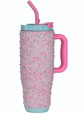 Simply Southern Blue & Pink Pearl Rhinestone Tumbler 40oz