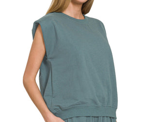 Zenana French Terry Sleeveless Top Ash Jade
