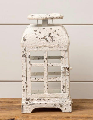 Chippy White Metal Lantern