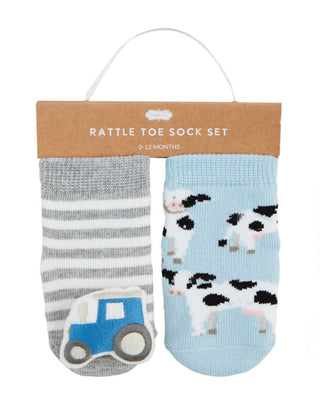 Mudpie Cow Farm Rattle Toe Socks