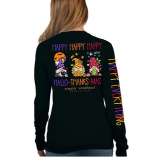 Simply Southern Long Sleeve T-Shirt Happy Black Medium