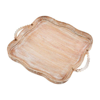 Scalloped Wood Beaded Tray