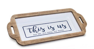 Enamel & Wood Tray Set