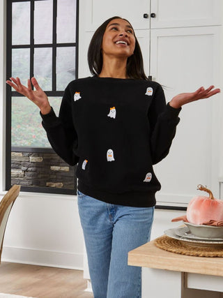 Simply Southern Long Sleeve Crewneck Ghost Black