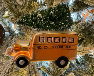 Creative Co-op Bus Ornament w/Tree