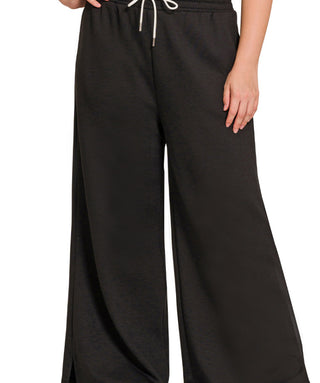 Zenana Scuba Drawstring Pants Black