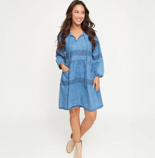 Elsie & Zoey Micah Babydoll Dress Denim