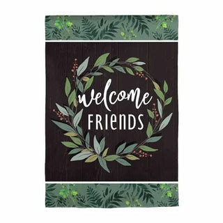 Welcome Friends Suede Garden Flag