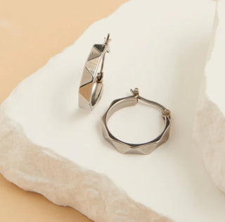 Howard's Narelle Waterproof Abstract Hoop Earrings Silver