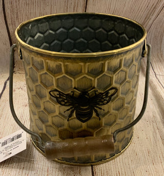 Metal Embossed Bee Bucket